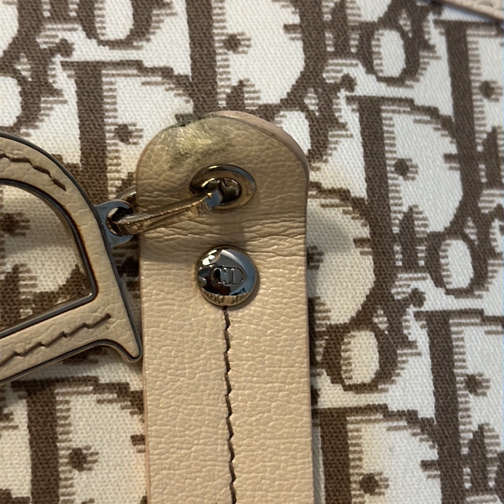 CHRISTIAN DIOR Trotter Pattern Flower Embroidered Handbag Beige - Picture 8 of 10